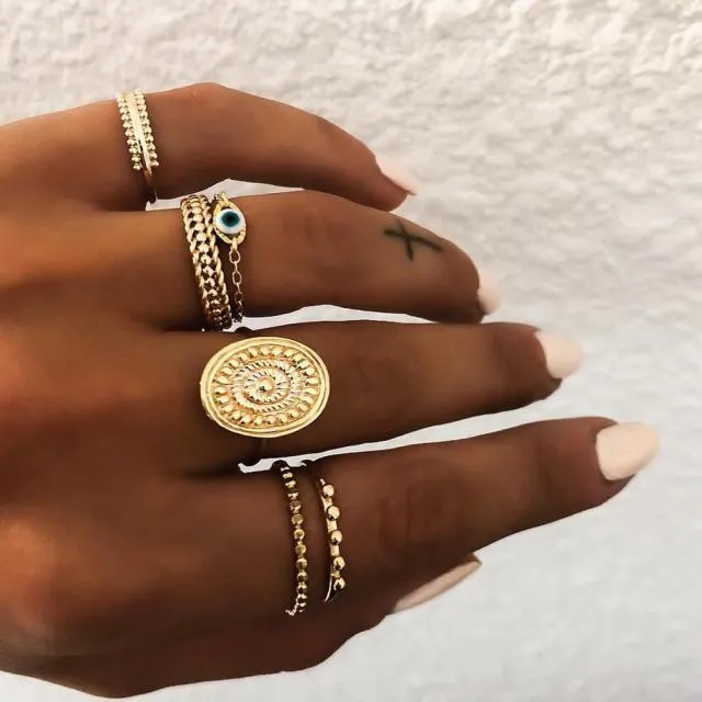 Multi-Piece Vintage Bohemian Rings