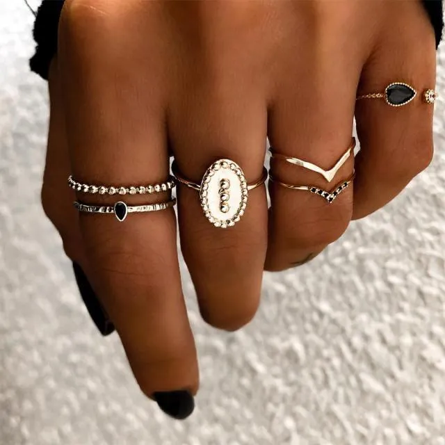 Multi-Piece Vintage Bohemian Rings