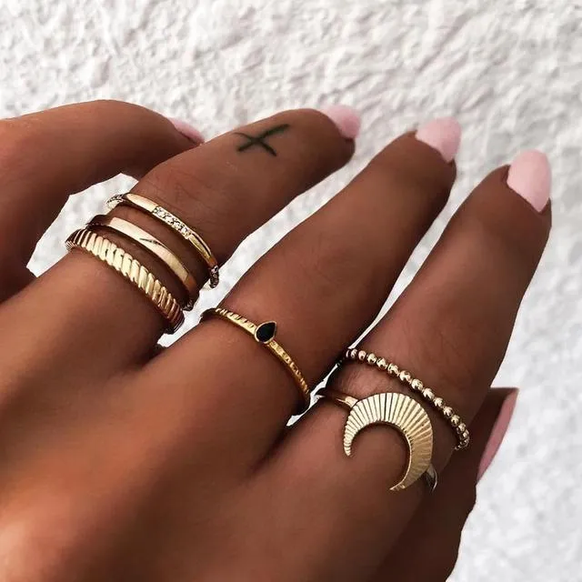 Multi-Piece Vintage Bohemian Rings
