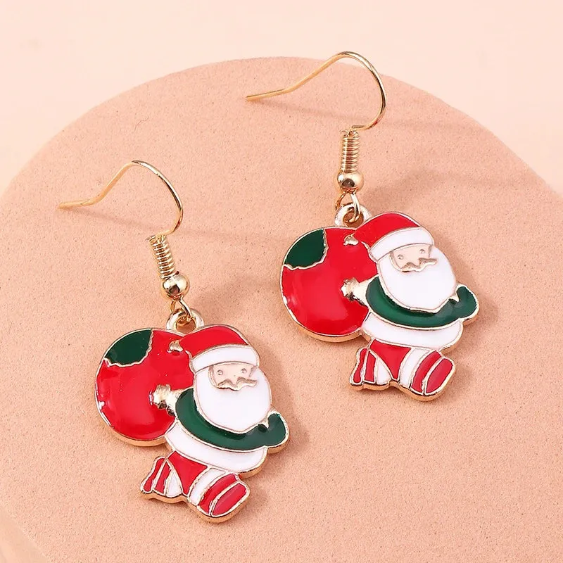 New Fashion Mix Styles Merry Christmas Drop Earrings for Women Christmas Tree Deer Santa Dangle Earrings New Year Jewelry Gifts