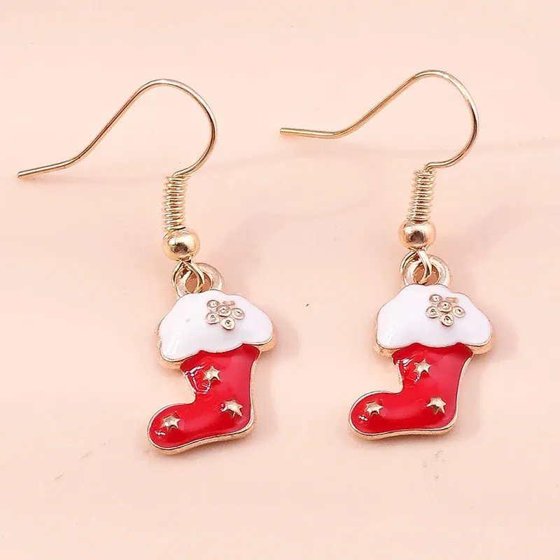 New Fashion Mix Styles Merry Christmas Drop Earrings for Women Christmas Tree Deer Santa Dangle Earrings New Year Jewelry Gifts