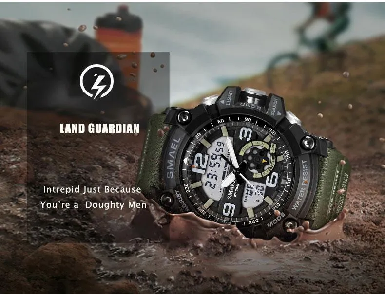 NEW Sport Analog-Digital Watch For Men and Woman  Waterresistant 50M Professional Waterproof Quartz Large Dial Military Wristwatches  With Night Mode