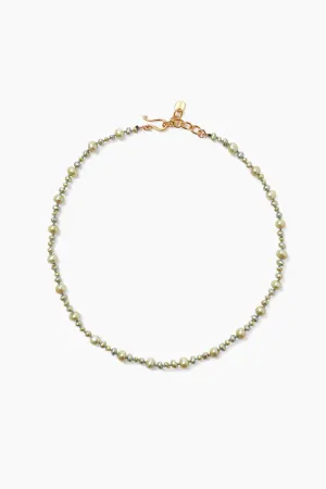 NG-14538 pearl cord necklace- light green