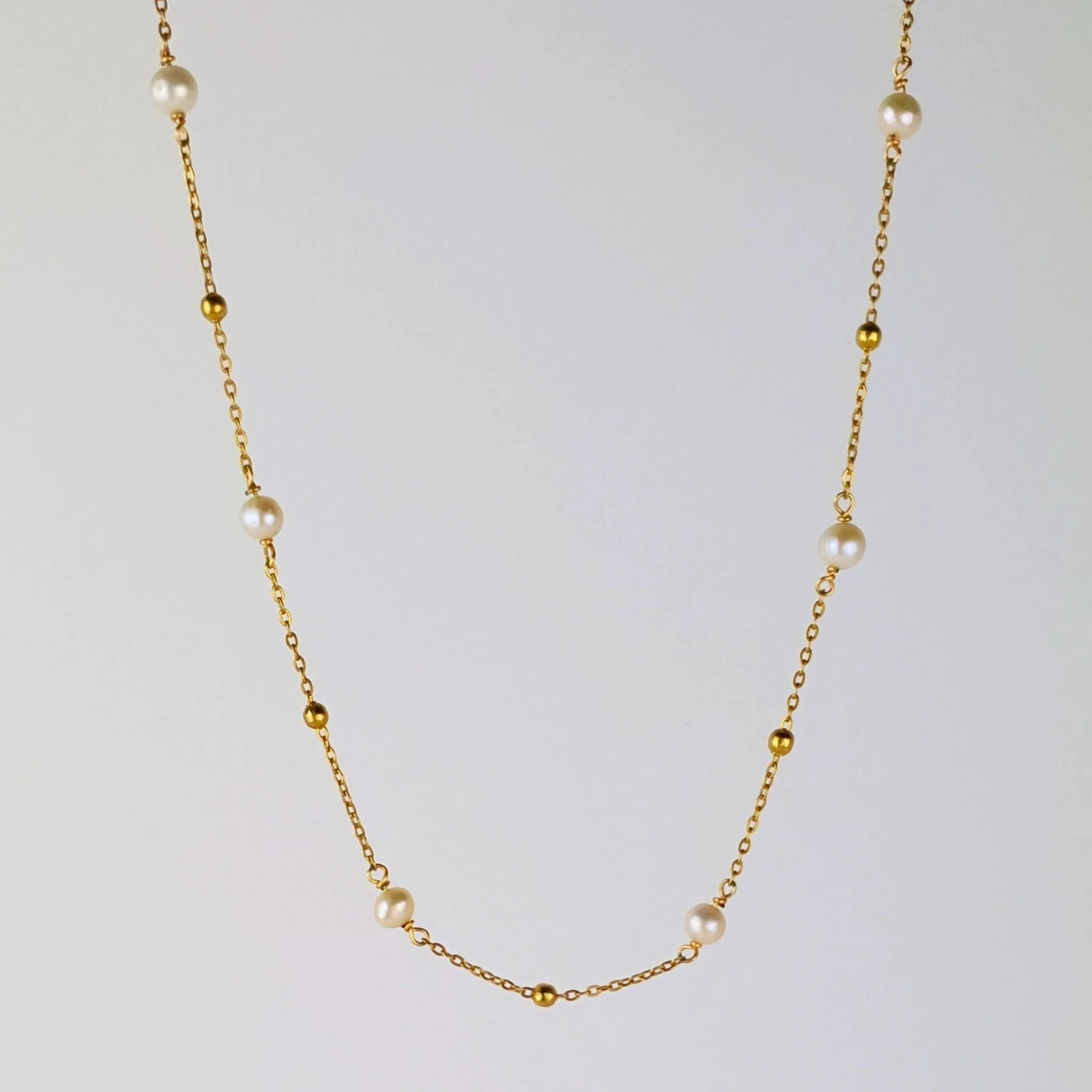 Ocean Whispers Freshwater Pearl Necklace - Gold