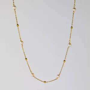 Ocean Whispers Freshwater Pearl Necklace - Gold