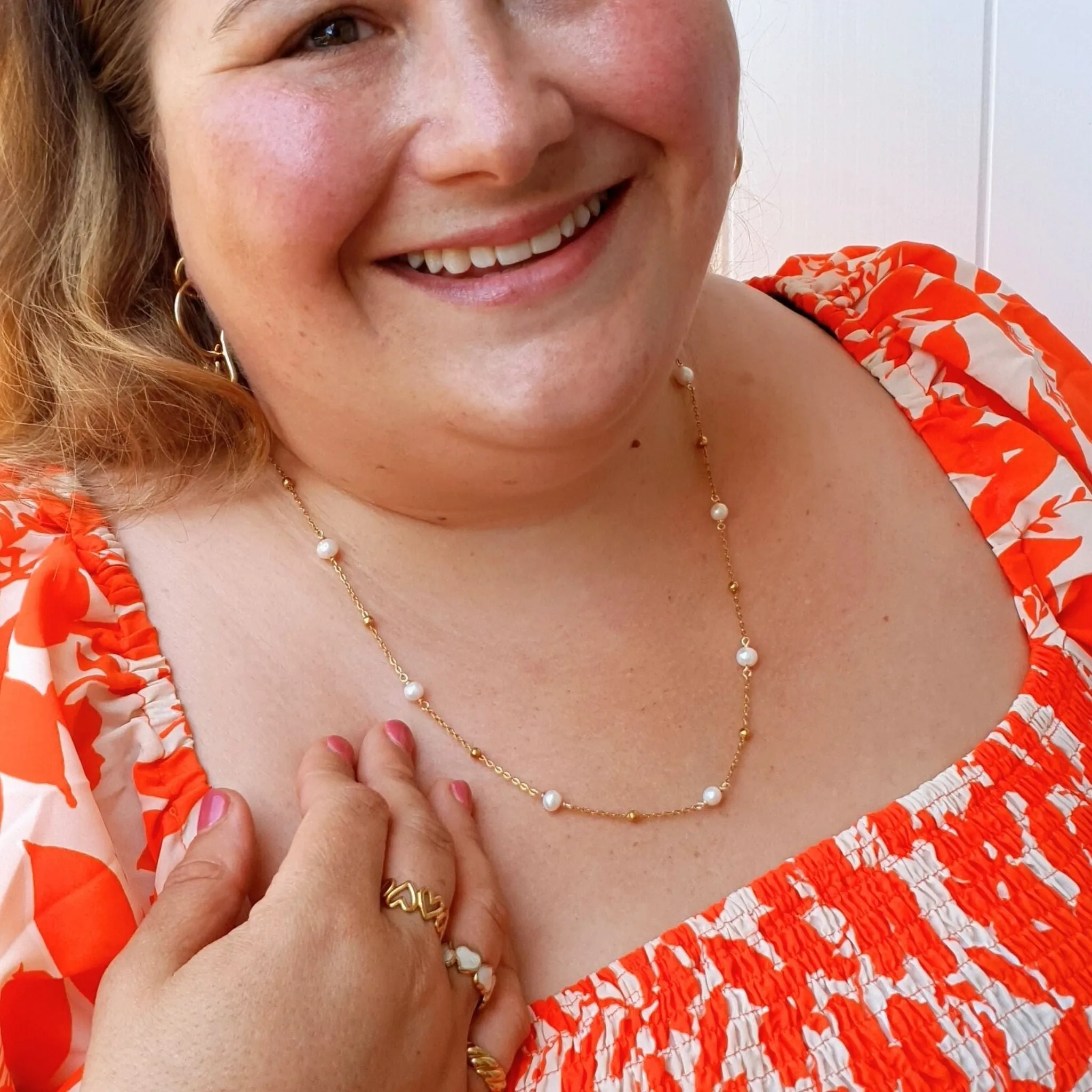 Ocean Whispers Freshwater Pearl Necklace - Gold