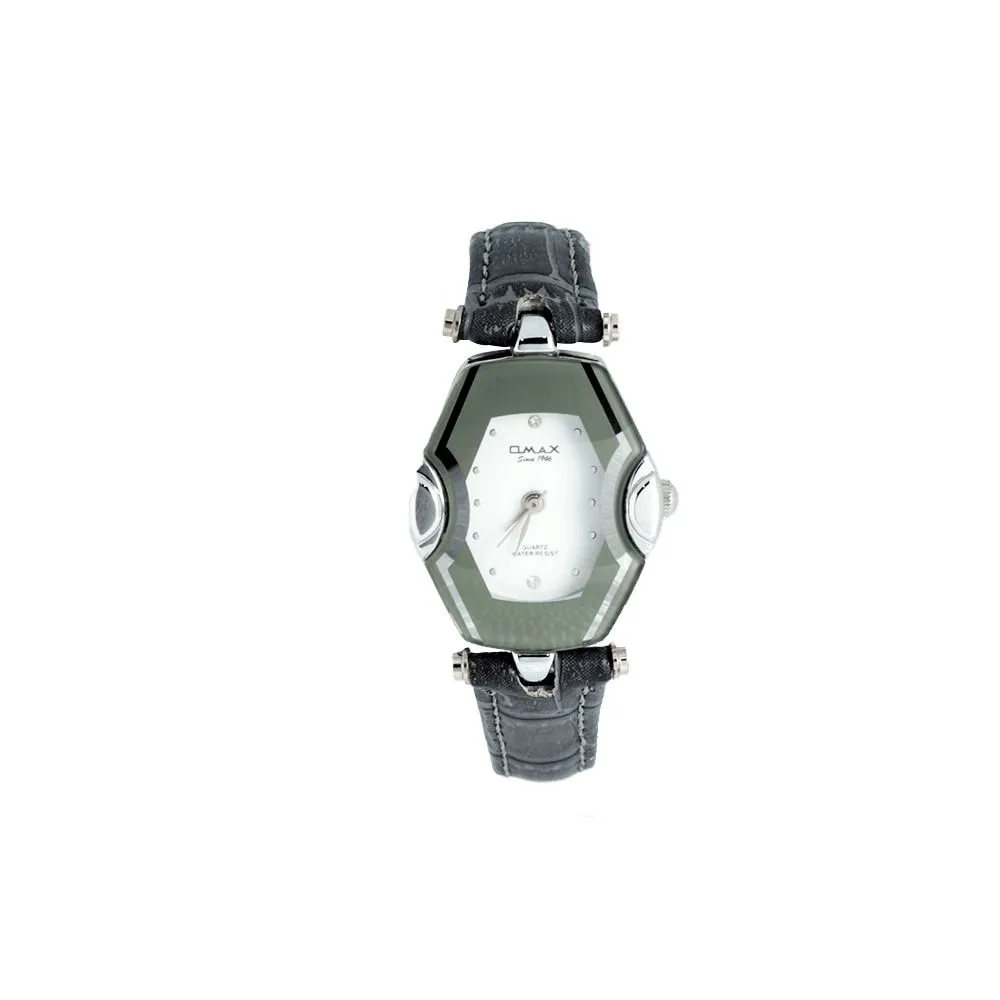 Omax Women's Black Strap & Grey Square Dial Analog Watch, 00CE0026IJ43