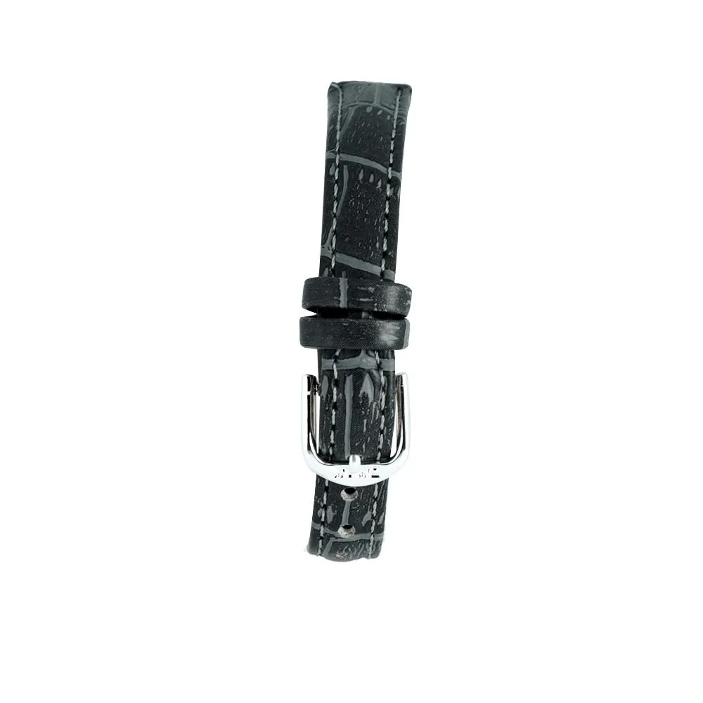 Omax Women's Black Strap & Grey Square Dial Analog Watch, 00CE0026IJ43