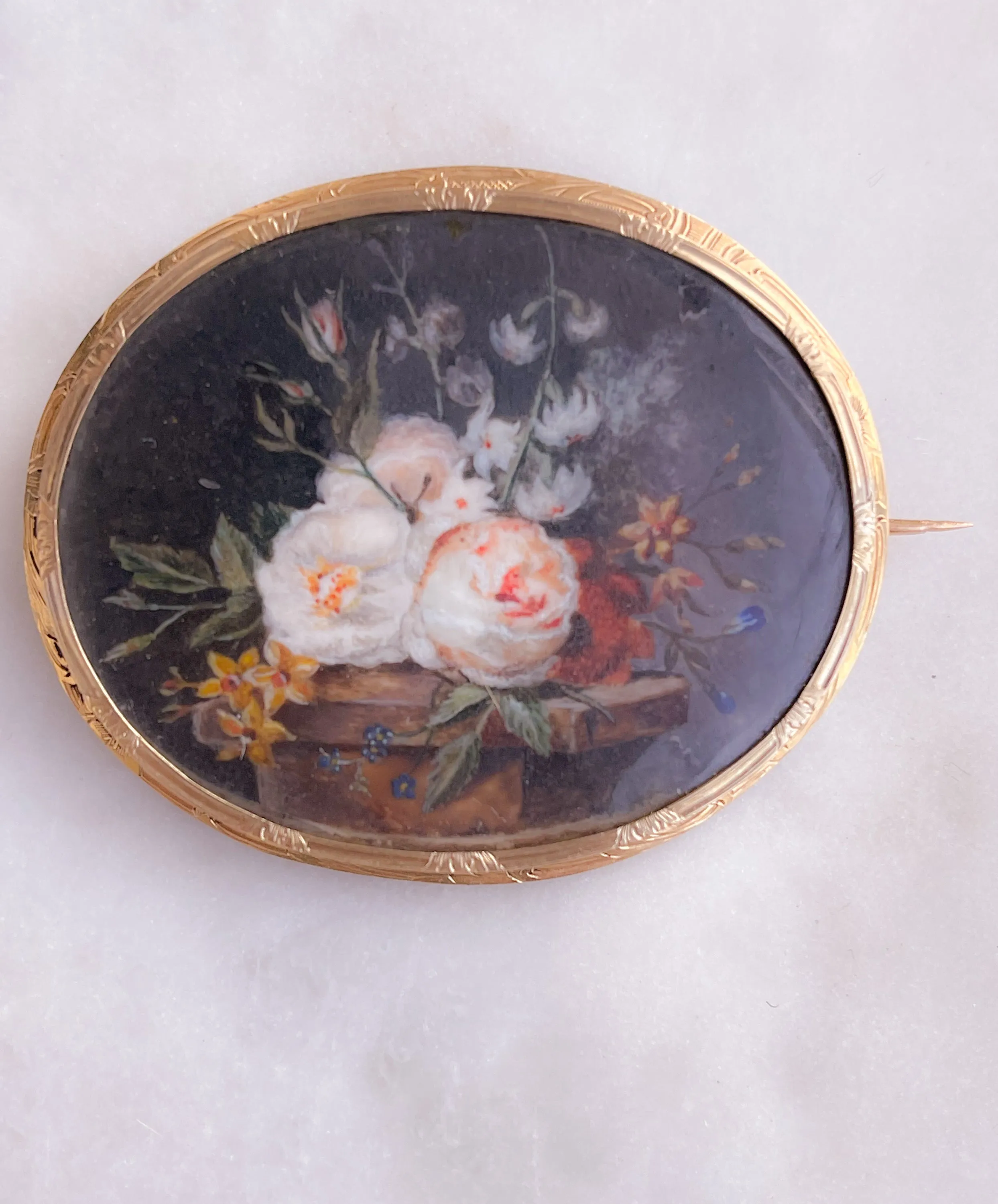 Outstanding French 18k Tableau Brooch