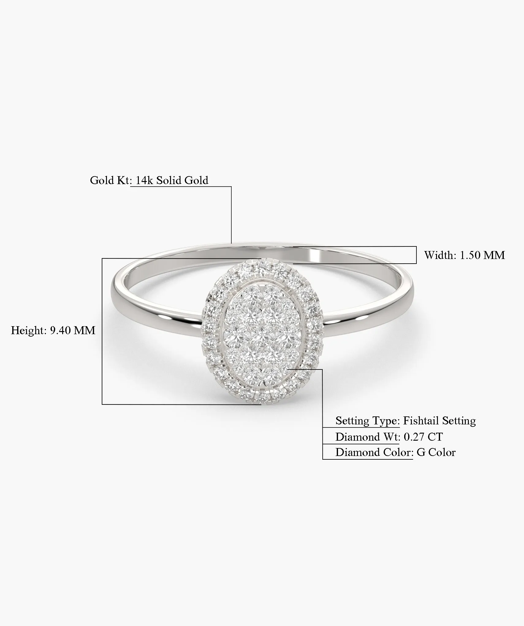 Oval Halo Natural Diamond Ring