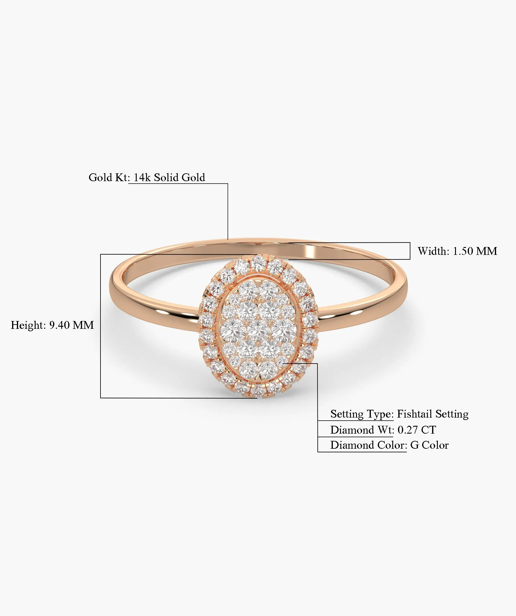 Oval Halo Natural Diamond Ring