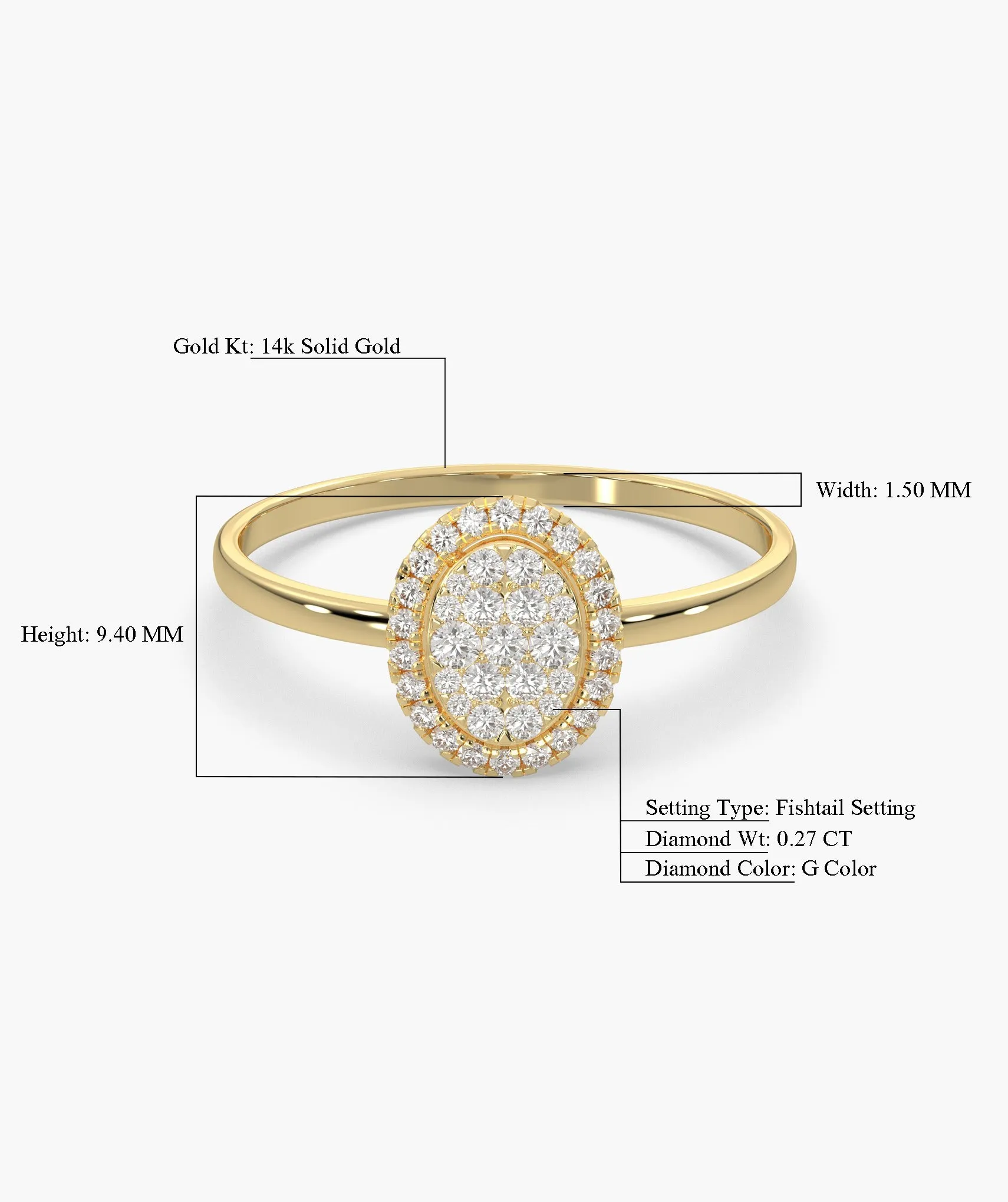 Oval Halo Natural Diamond Ring