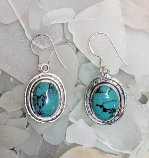 Oval Turquoise Drop Earrings