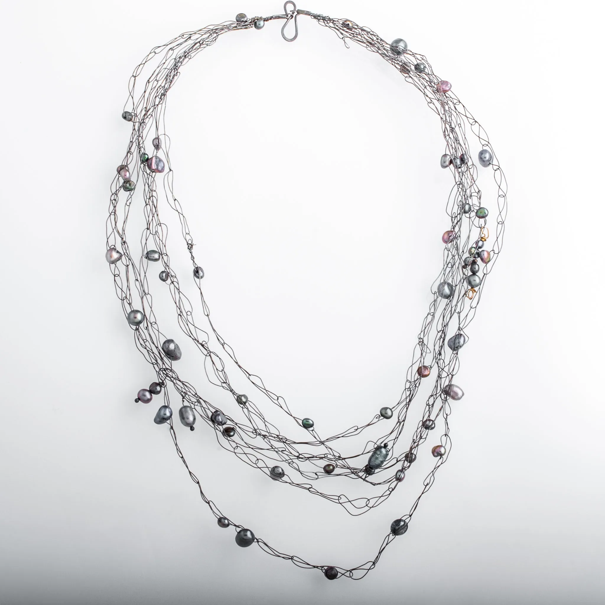 Oxidized Sterling Silver and Purple Freshwater Pearl Cloud