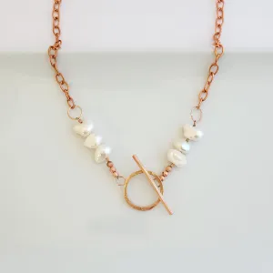 Patina and Pearls Three Pearl to Front Toggle - Necklace