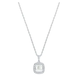 Pave Cushion Pearl Necklace