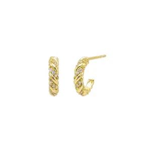 Pave Twisted Rope Open Hoop Earring