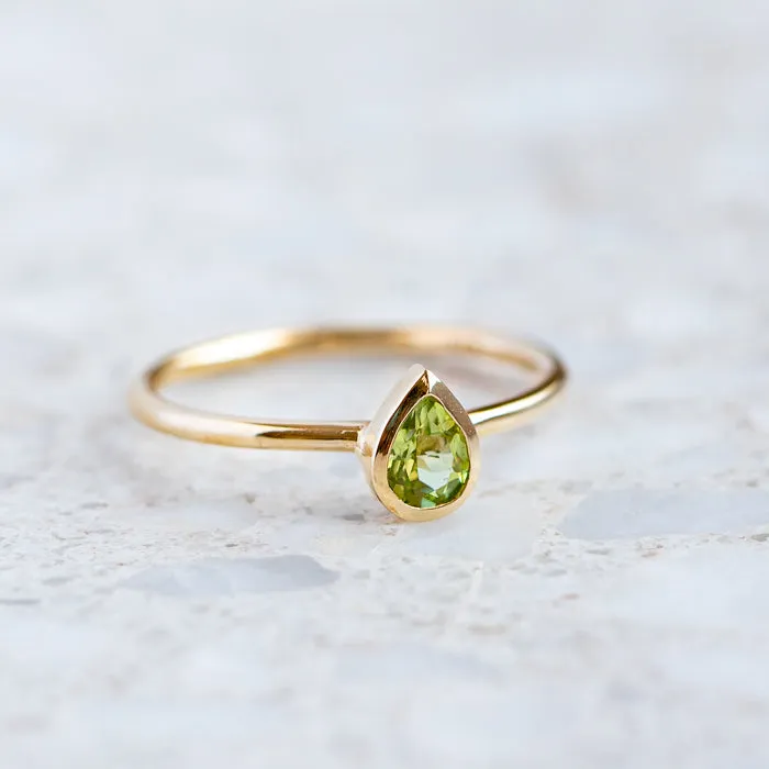 Pear Shape Peridot Stacking Ring