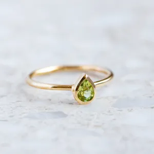 Pear Shape Peridot Stacking Ring
