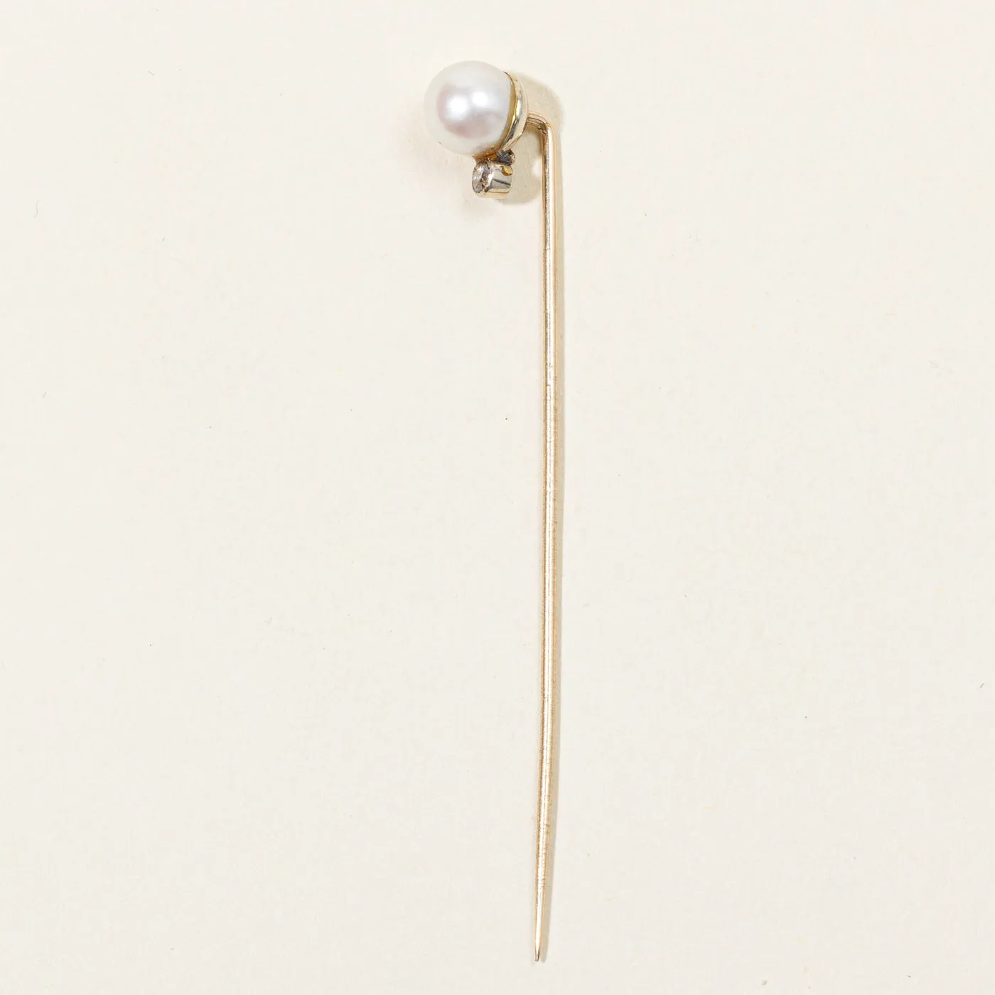 Pearl & Old European Cut Diamond Pin | 7mm Pearl, 0.04ct |