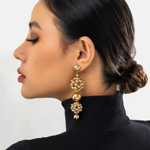 Pearl Beads Long Drop Earrings For Women