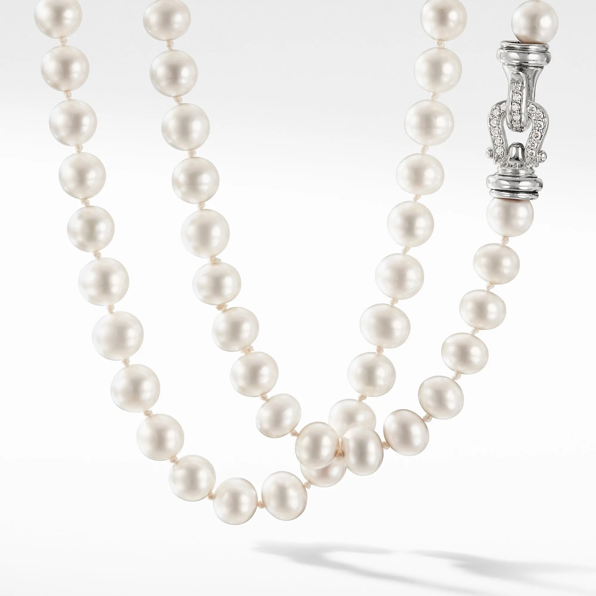 Pearl Necklace with Diamonds, 18" Length