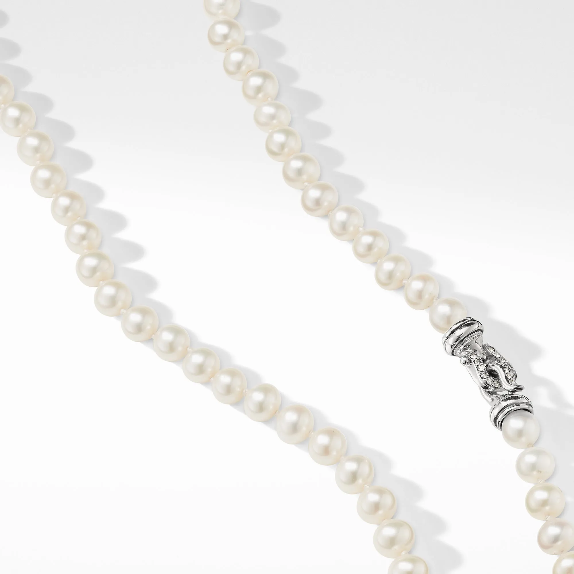 Pearl Necklace with Diamonds, 36" Length
