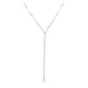 Pearl Paperclip Chain Lariat Necklace