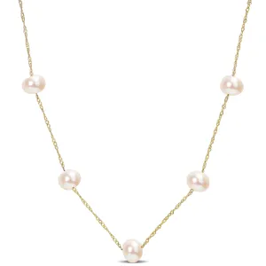 Pearl Tin Cup Necklace 14K Gold