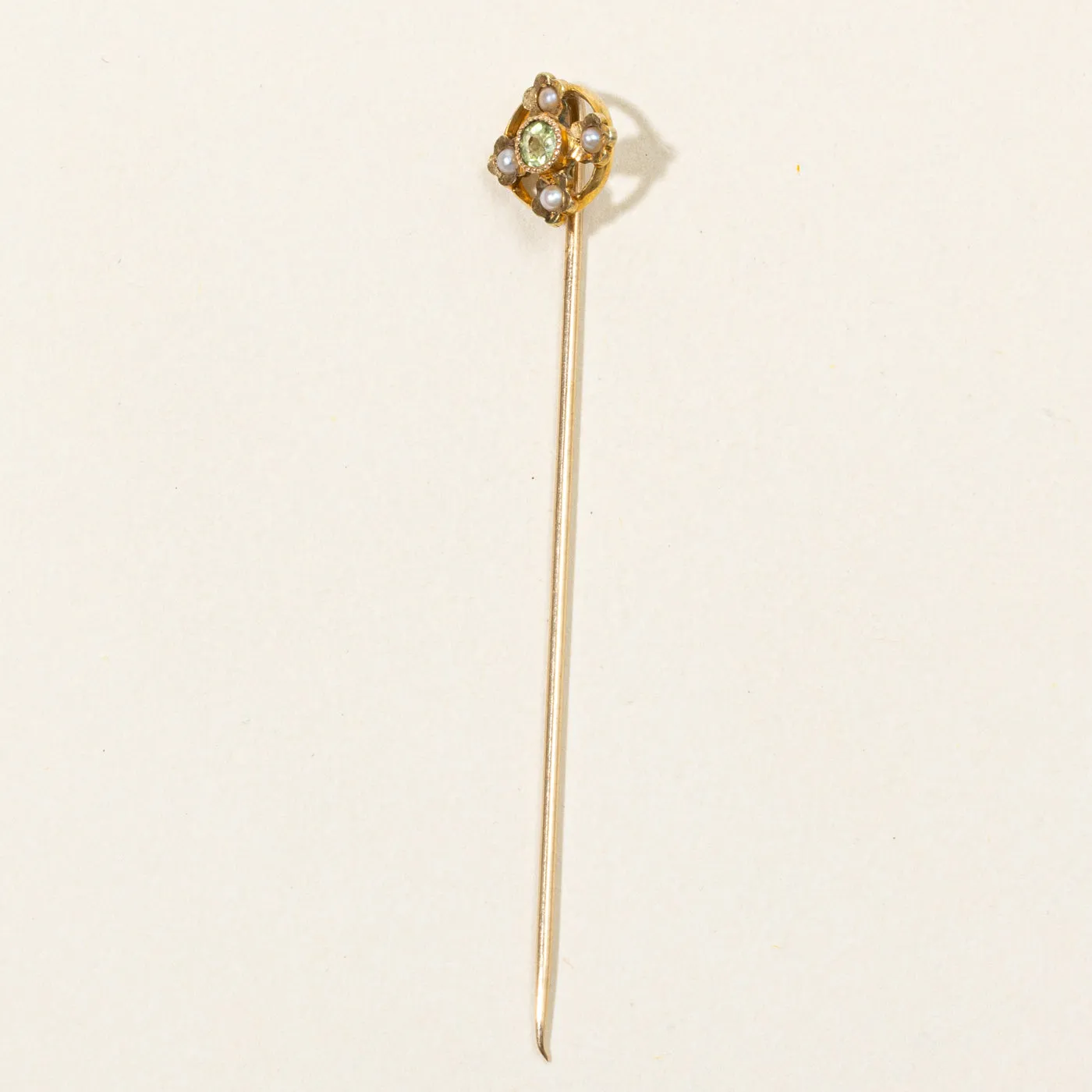 Peridot & Seed Pearl Pin | 0.07ct |