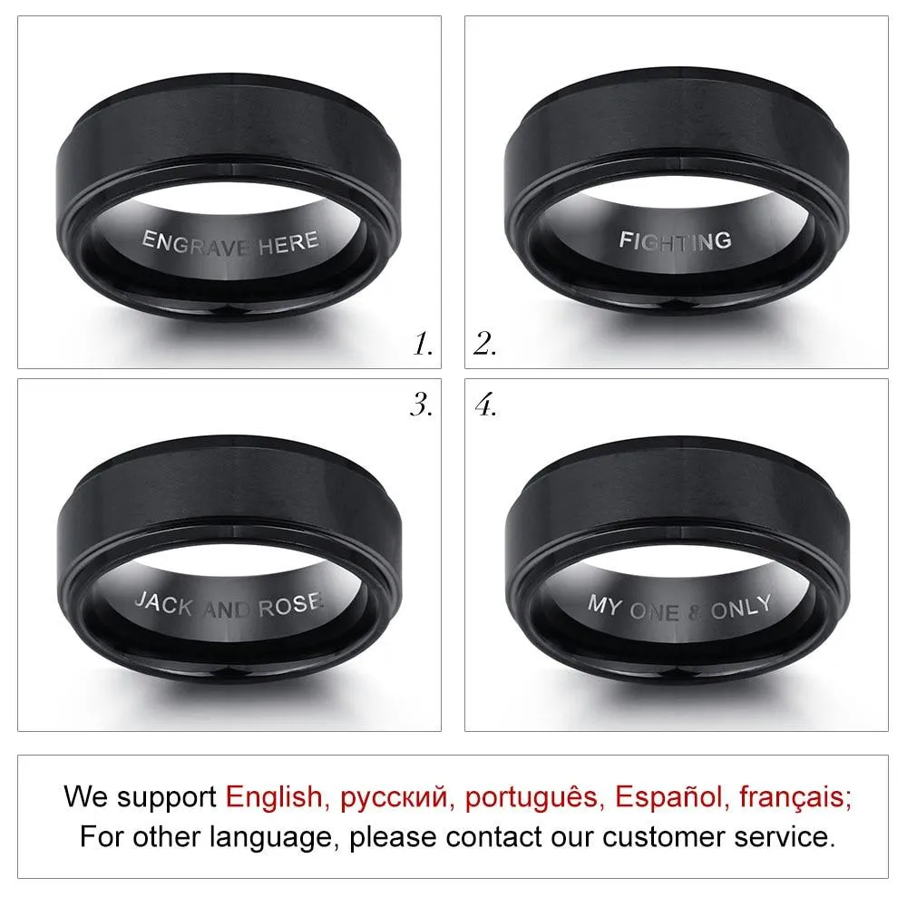 Personalized Stainless Steel Name Engraved Ring, Fashion Jewelry Gift for Men