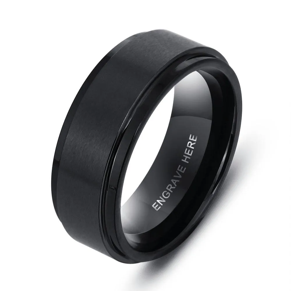Personalized Stainless Steel Name Engraved Ring, Fashion Jewelry Gift for Men
