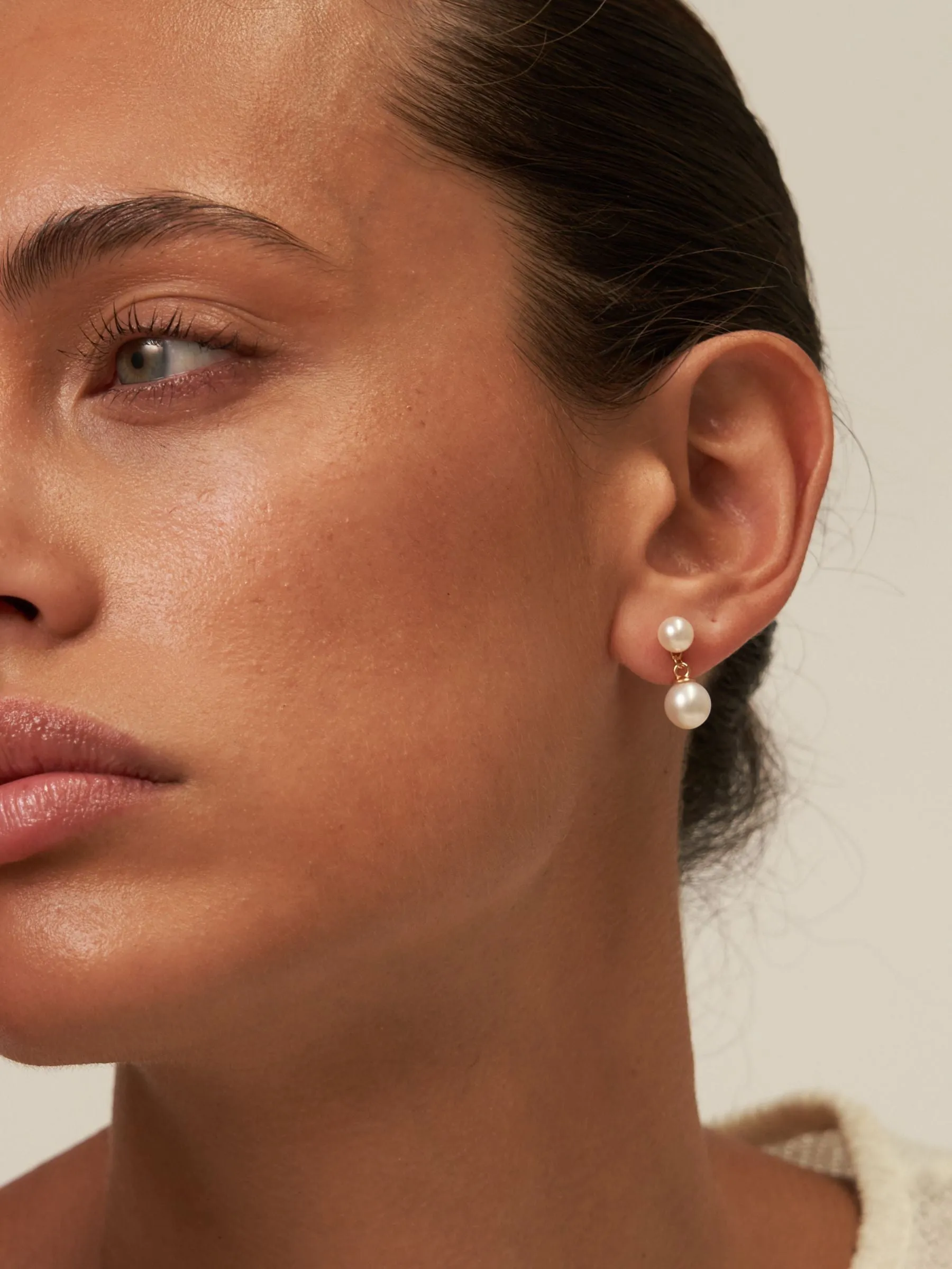Pia | Small Double Pearl Drop Earrings
