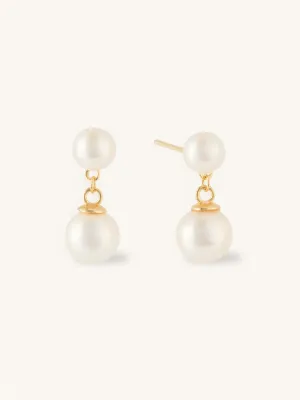 Pia | Small Double Pearl Drop Earrings