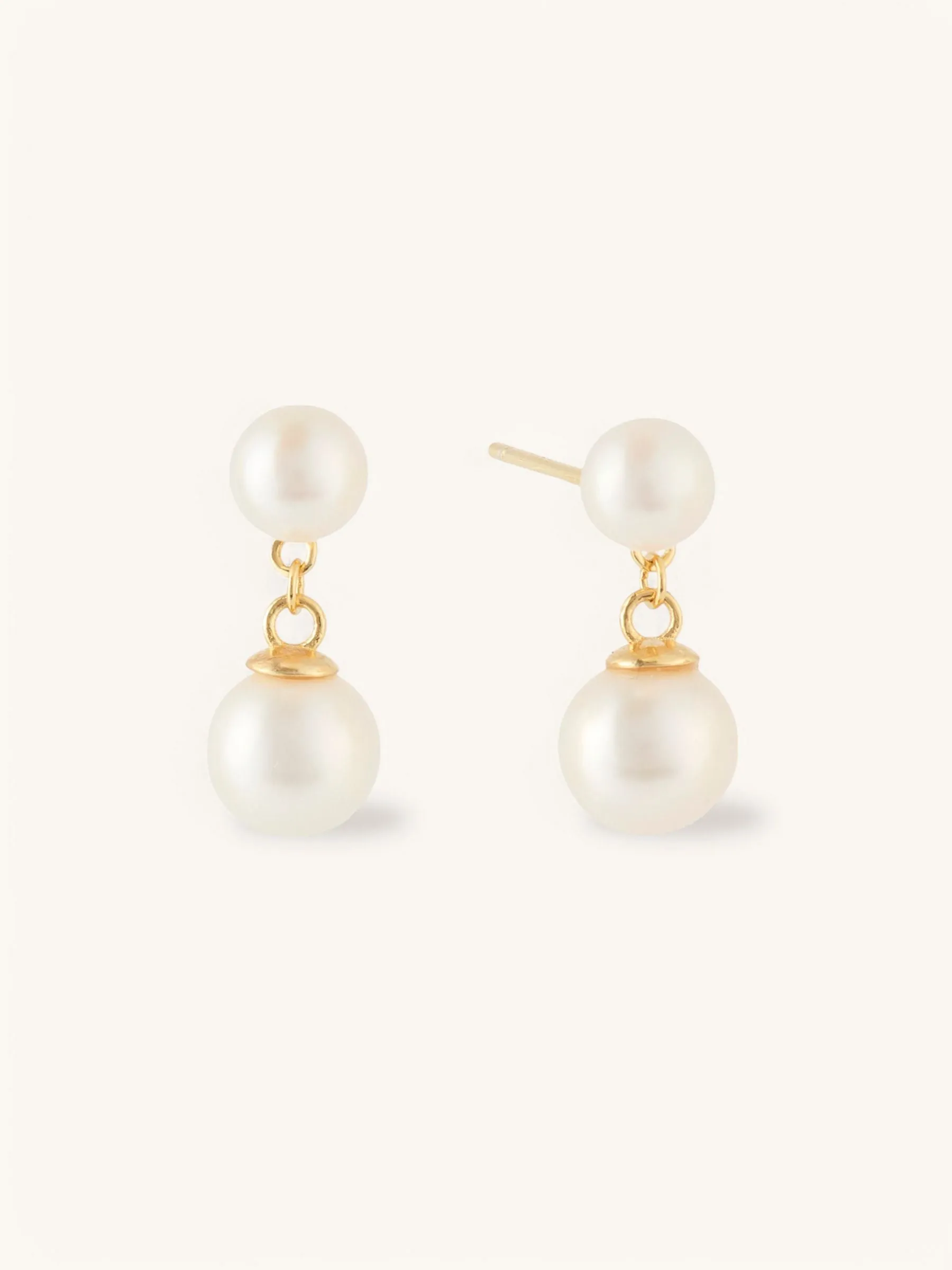 Pia | Small Double Pearl Drop Earrings