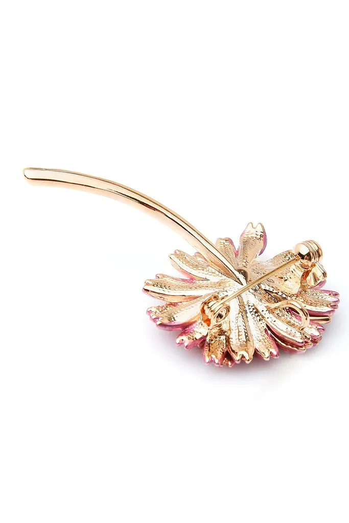 Pink Daisy Ροζ Καρφίτσα με Λουλούδι Μαργαρίτα