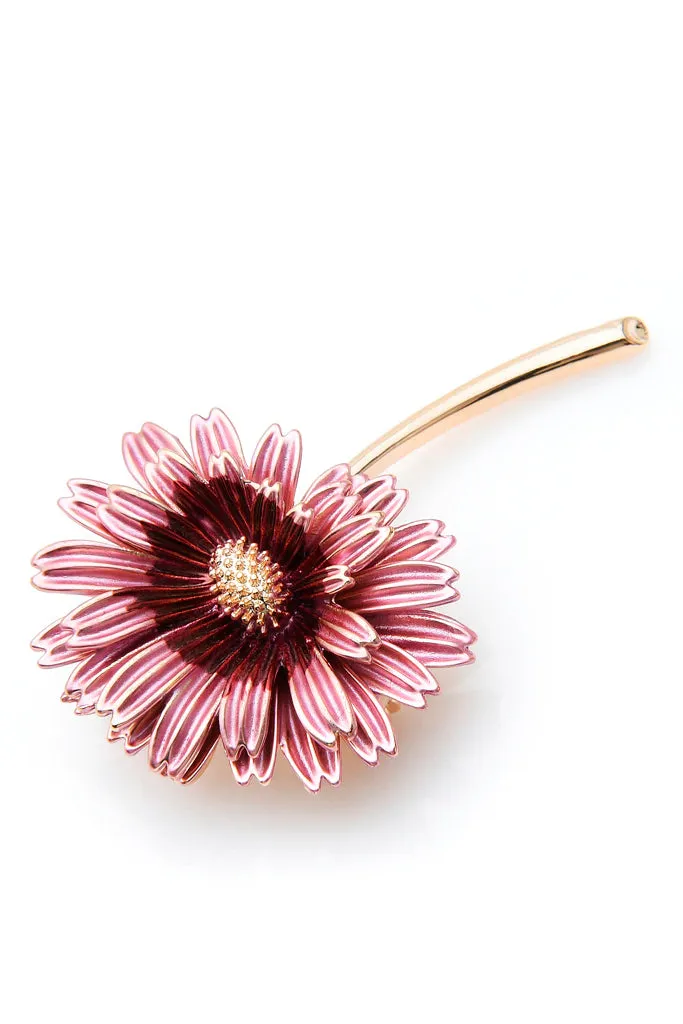 Pink Daisy Ροζ Καρφίτσα με Λουλούδι Μαργαρίτα
