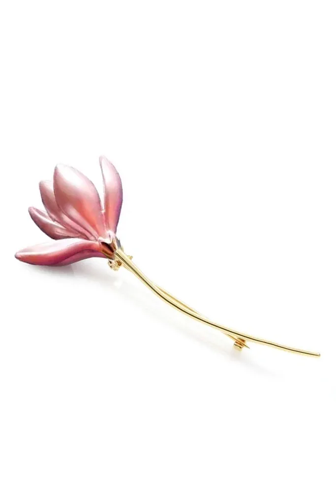 Pink Magnolia Καρφίτσα με Λουλούδι