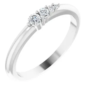 Platinum 1/10 CTW Natural Diamond Graduated Stackable Ring