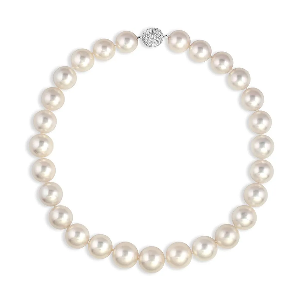 Platinum 15mm - 17.5mm South Sea Pearl Diamond Necklace