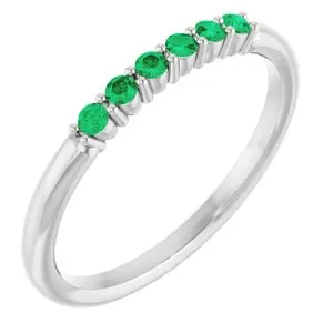 Platinum Natural Emerald Stackable Ring