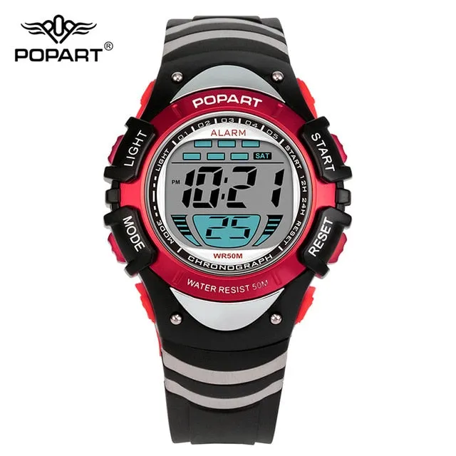 POPART Kids Watches Stopwatch Alarm 50M Waterproof LED Digital Wristwatches Fashion Sport Watch Children Watches For Boys Girls