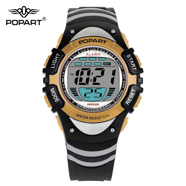 POPART Kids Watches Stopwatch Alarm 50M Waterproof LED Digital Wristwatches Fashion Sport Watch Children Watches For Boys Girls
