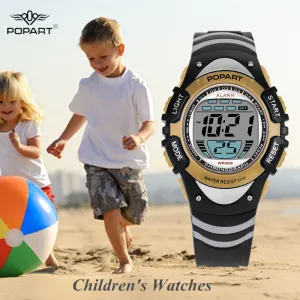 POPART Kids Watches Stopwatch Alarm 50M Waterproof LED Digital Wristwatches Fashion Sport Watch Children Watches For Boys Girls