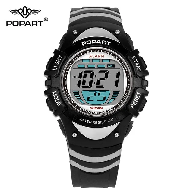 POPART Kids Watches Stopwatch Alarm 50M Waterproof LED Digital Wristwatches Fashion Sport Watch Children Watches For Boys Girls