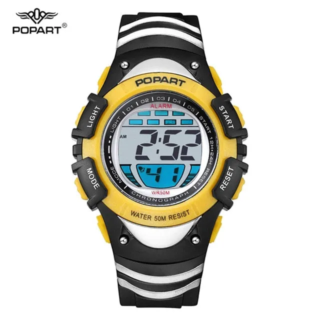 POPART Kids Watches Stopwatch Alarm 50M Waterproof LED Digital Wristwatches Fashion Sport Watch Children Watches For Boys Girls