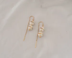 Porcelain Drop Gold Filled Threader Earrings