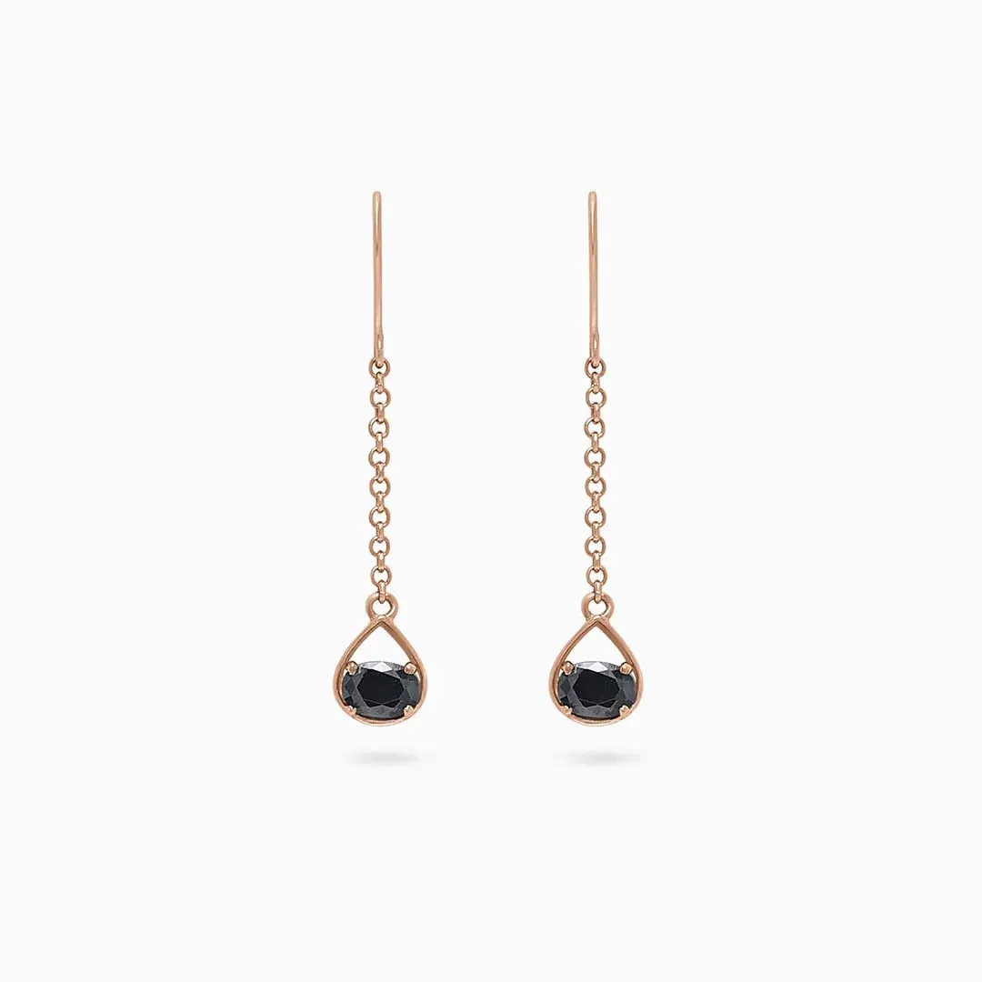 Pure Silver Earrings - Made With Shimmering Rose Gold Onyx