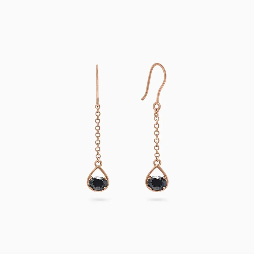 Pure Silver Earrings - Made With Shimmering Rose Gold Onyx