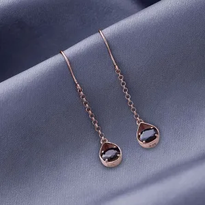 Pure Silver Earrings - Made With Shimmering Rose Gold Onyx